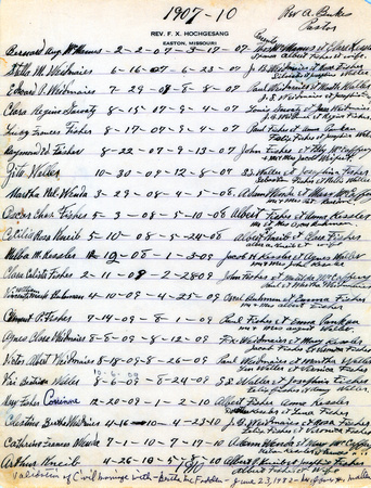 Seven Dolors Baptismal Records 1907-1910