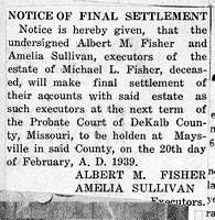 1939-02-20 Final Settlement of Louis Michael Fisher