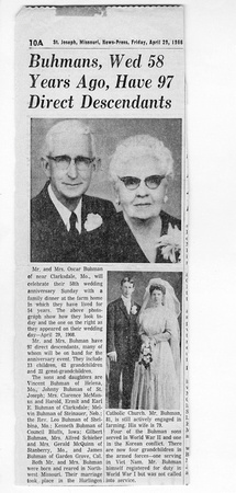 1966-04-29 Oscar and Emma Buhman 58th Anniversary