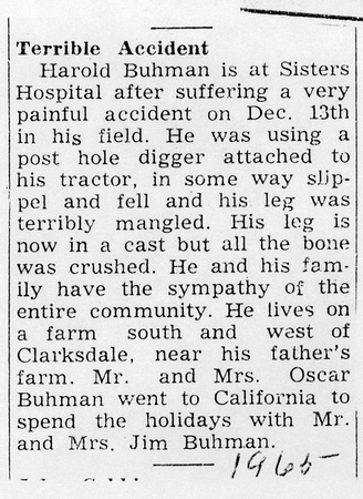 1965-12-13 Dad's Accident -  Newpaper article 1965-12-13