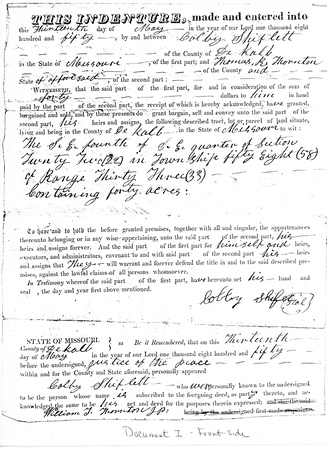 1850-05-13 Document I - Indenture Between Colby Shiplett and Thomas R. Thornton