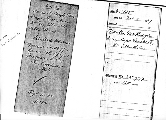 1848-09-07 Martin McKeough's Land Grant Warrant
