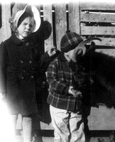 1940 ? Doris and Charles Fisher with goat they had to have for milk for A. B.